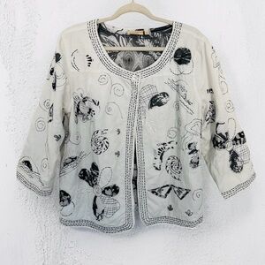 Choices Black & White Lined Jacket w/ Lace Overlays – Size L